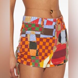 PUCCI Printed Cotton Gabardine Shorts Patchwork Colorful Print Cotton Size 12